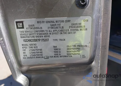 2007 Chevrolet Silverado 2500Hd Classic Lt3 z USA, uszkodzony, nr VIN 1GCHK23D87F175207